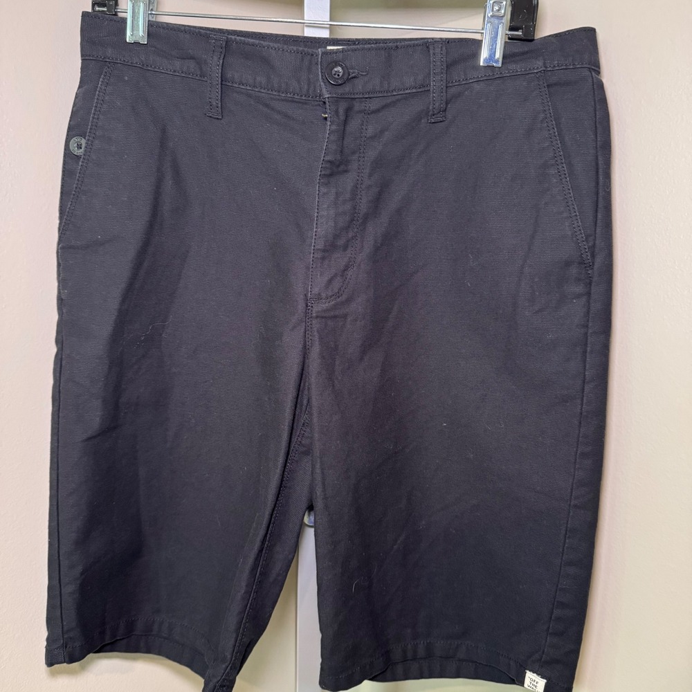 Vans‎ Mens 30 Black Cotton Blend Casual Chino Shorts Skate Off The Wall